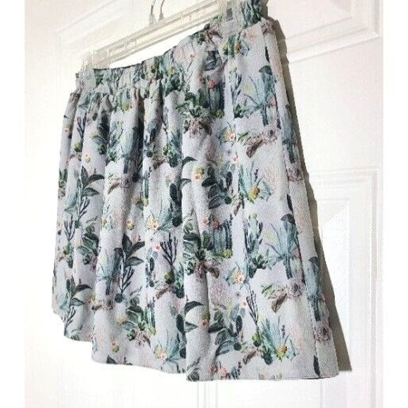 Catimini Reversible Skirt Girls Size 12 Year Elastic Waist Stars Cactus Flowers - Picture 13 of 16